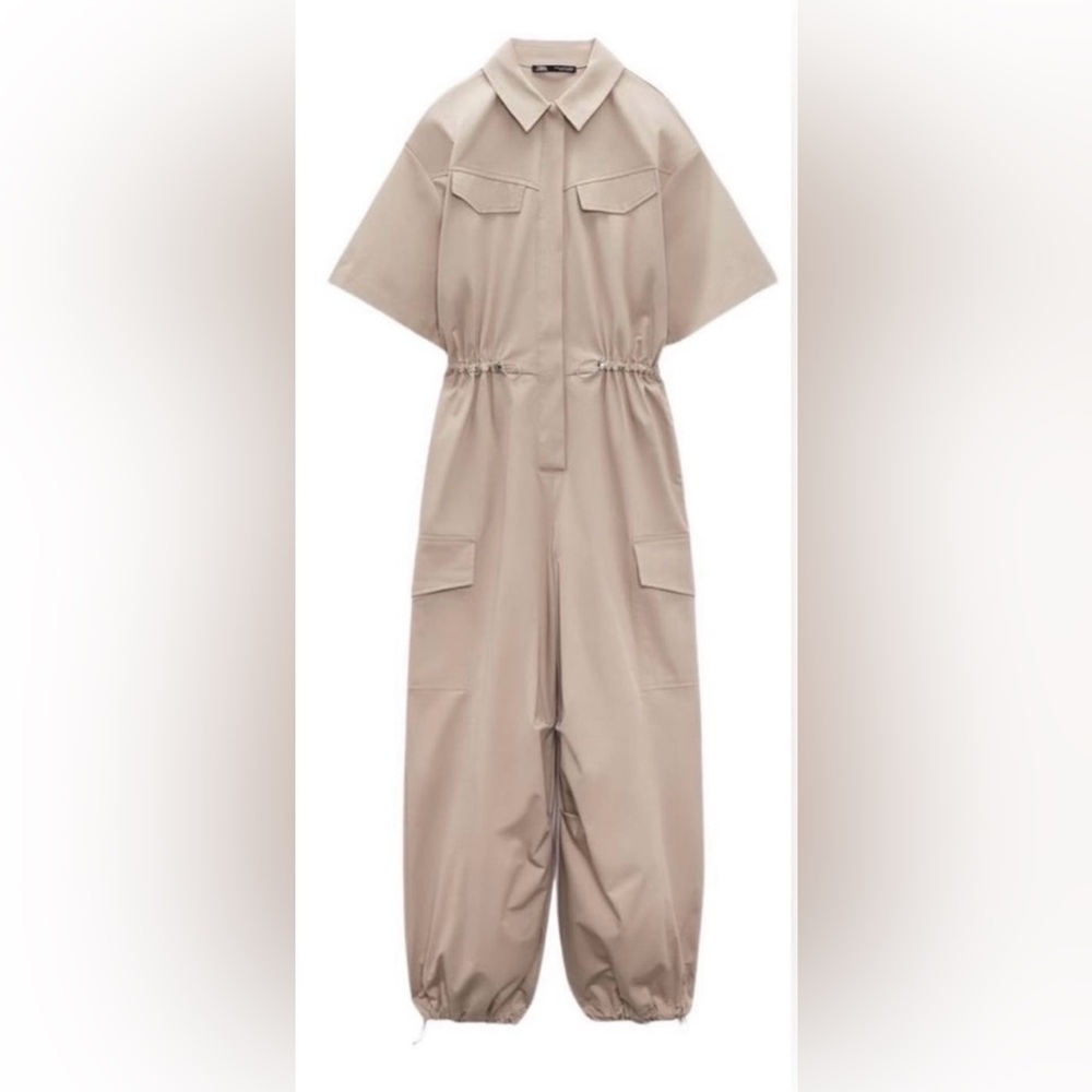 Zara Gabardine Jumpsuit in Mango Size S NWT